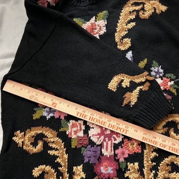 Jennifer Reed Too VTG NWT Hand Knit Sweater Floral 1x Long Length Embroidered - Picture 13 of 14